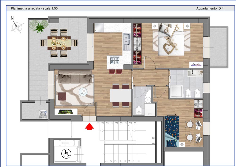 Riccione Fontanelle appartamento con balcone abitabile e garage